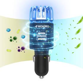 Wdk-005 4wdking Car Air Purifier Ionizer 12v Plug-in Freshener Gadgets With Dual Usb