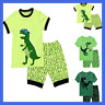 2t-3t 564156415612 Baby Kid Pajamas Set Dinosaur Print Cotton Sleepwear Fluorescence Blue