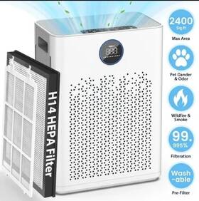 Ap407 Airfire Hepa Air Purifier 2400sqft Large Room Smart Wifi Helps Asthma And Allergies