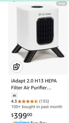 Aoia-25 Airoasis A0ia-25 Adaptair 2.0 H13 Hepa Filter Air Purifier New