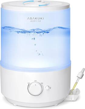 Ah002 Asakuki Humidifiers For Bedroom 3l Top Fill Cool Mist White