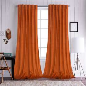 Autowit 313026339314 Orange Velvet Curtains Elegant Window Drapes For Living Room 84 Inch Long Light