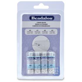 305b-101 Beadalon Crimp Beads Variety Pack Sizes 1 2 And 3 600/pkg-silver-plated