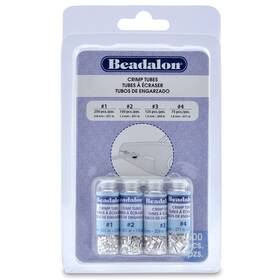 305b-121 Beadalon Crimp Tubes Variety Pack Sizes 1 2 3 And 4 600/pkg-silver-plated