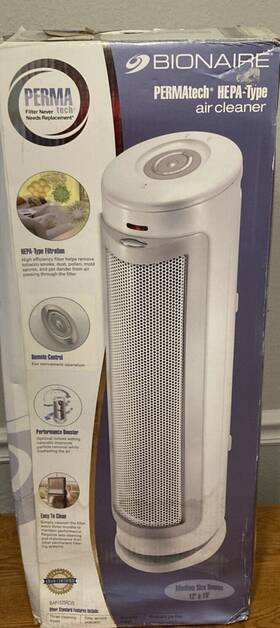 Bap1525rcw Bionaire Permatech Tower Air Purifier Hepa -type New Open Box