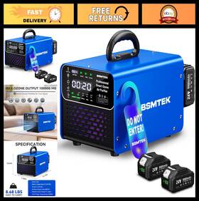 Kf100346-03 Bsmtek Cordless Ozone Generator Deodorizer With Remote Control Blue