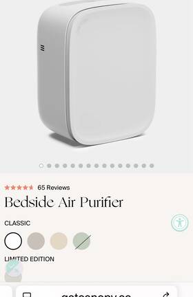 Canopy 850066417546 Bedside Air Purifier Small White Sealed Nib