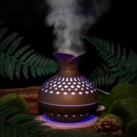 P642-cer-fba Cerrota Portable Mini Humidifier 300ml Small Humidifiers Wooden Vase Dark Wood
