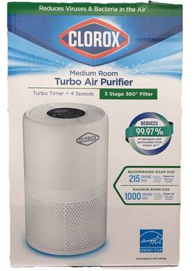 Clorox 040094110704 Air Purifiers For Home Turbo Purifier 215 Sq Ft Up To 1 000