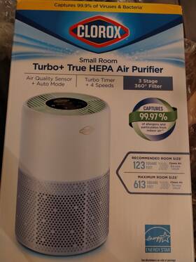 11103 Clorox New Small Room Turbo True Hepa Air Purifier Auto Mode 4-speed