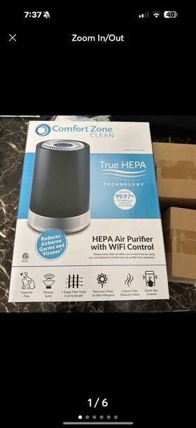 Czap101sbk Comfort Zone Clean Hepa Air Purifier With Wifi App Control
