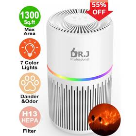 Kj100 Dr. J Professional Air Purifier Hepa 1300 Sq.ft Smoke Odors Dust Pets White
