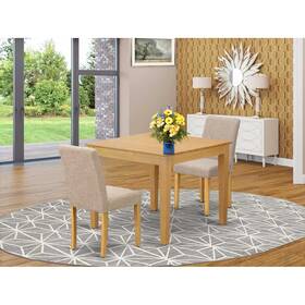 Oxab3-oak-04 East West Furniture 3 Piece Dining Table Set For Small Spaces Conta