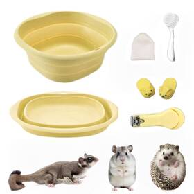 Fasarou 700594624407 5 Pcs Hedgehog Supplies Bath Kit Include Large Size Yellow