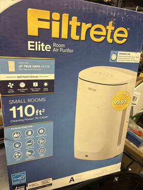 1150092 Filtrete 3m Elite Room Air Purifiers 3-speed 110-sq White True Hepa Sealed Box