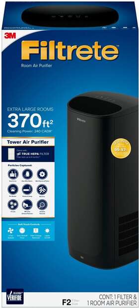 Fap-to3-a2 Filtrete 3m Elite Air Purifier 370 Sq Ft Extra Large Room - New In Box- Black