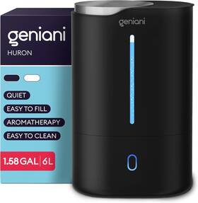 Geniani 850030176226 Top Fill Humidifier With Essential Oil Diffuser 6l For Home Baby Black