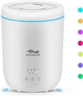Goldfox 782950365582 Cool Mist Humidifiers For Bedroom With Night Light 2.2l Top Fill Small White