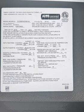 Gc9s960403bnaa Goodman 40 000 Btu Gas Furnace Used Less Than 1 Year