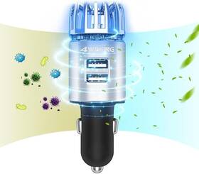 Fuy139704 Kac Brand New 2 In 1 Dual Usb Fresh Car Air Ionic Purifi 12v Silver