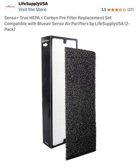 Life Supply Usa 8877722307187 Replacement Hepa Carbon Filter For Blueair Sense / Air Purifiers