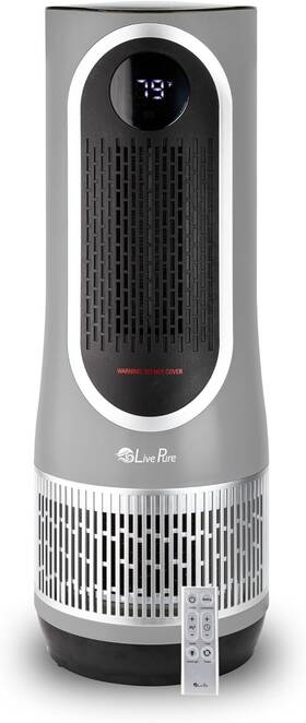 Live Pure Lp580aphtr-gra Livepure Hepa Air Purifier And Space Heater Combo Powerful 3 In 1 Lp580aphtr-gr