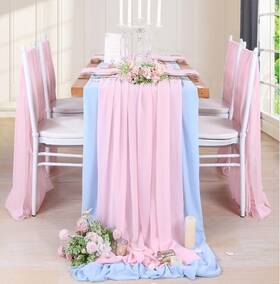 Mg-ws2 Magnelex 5 Pieces 10ft Wedding Table Runner Pink Chiffon Runners Sheer Arch