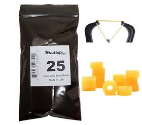 Medixplus 90-1250-25 Castrating Bander Ring Bands 25 Count Yellow Made