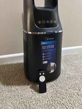 Ams150-pb Midea 41 Inch Tall 10-speed Bladeless Dc Tower Fan And Hepa Air Purifier With Remote C