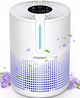 Mooka 445021616695 Air Purifiers For Bedroom Home 430 Sq.ft H13 Hepa Filter Small Portable A