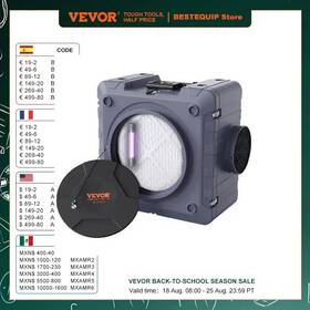 Zhp2301-800 Noenname Null Vevor Air Scrubber With 3-stage Filtration Stackable Negative Cleaner
