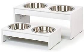 Pet Fusion Bamboo Elevated Dog Bowls Cat Raised Feeders With Water