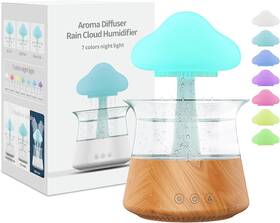 Ch06-wd Rican Rain Water Drop Humidifier - Mushroom Cloud Lamp Wood Grain