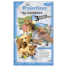 Pbnvlpk-43 Royal Brush 3 Pack And Langnickel R Paint By Number Kit 8.75 Inch X11.75 3/pkg-dogs Pbnvlpk