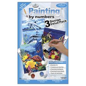 Pbnvlpk-46 Royal Brush 3 Pack And Langnickel R Paint By Number Kit 8.75 Inch X11.75 3/pkg-sea Life Pbn