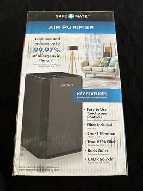 87869442 Safe Mate True Hepa Air Purifier 210 Sqft - Black
