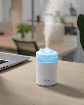 Saunana 727219323484 Portable Mini Humidifier Colorful Volcanic Texture 300ml White