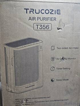 T356 Trucozie Air Purifier-double Sided Hepa Intake 1937sqft New/open Box