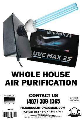 140828 Uvc Max 25 Uv Light Sterilizer Whole House Air Purification System Black