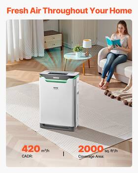 Vevor 197988652519 Air Purifier 2000 Ft /h True Hepa 13 Filter Cleaner For Home Large Room