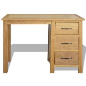 242743 Vidaxl Desk Oak Solid Wood Medium Rectangular Traditional