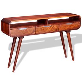 243951 Vidaxl Console Table Brown Solid Acacia Wood Medium Decorative Inlays