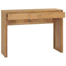 288842 Vidaxl Console Table Natural Teak Solid Wood 39.4x13.8x29.5 In