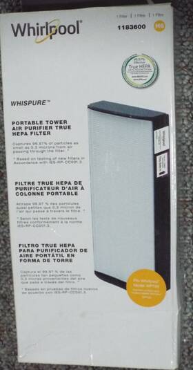 1183600 Whirlpool Oem Wp9034 Tower Hepa Replacement Filter