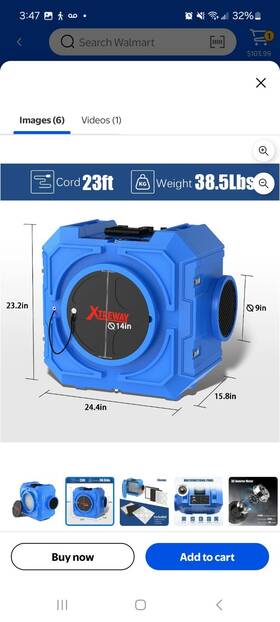 Ep24042 Xtreway Air Scrubber By Poratble Purifier - Blue