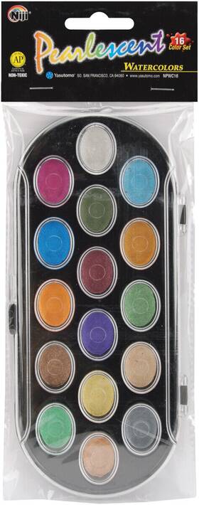 Npwc16 Yasutomo Pearlescent Watercolor Paint Cakes 16/pkg-assorted Colors
