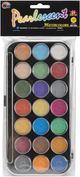 Npwc21 Yasutomo Pearlescent Watercolor Paint Cakes 21/pkg-assorted Colors