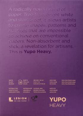 Yhp5x7 Yupo Paper Heavy Pads 5 Inch X7 10 Sheets/pkg-white 144lb