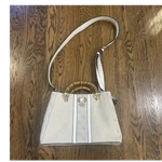 Guess Beige Logo Satchel Top Handle Bag Bamboo Detachable Strap Zip. Fixed Price $75.00.
