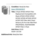 Pack HP302 201 Filter Replacement Max Clean Sense Air Purifier New No Box. Fixed Price $32.48.